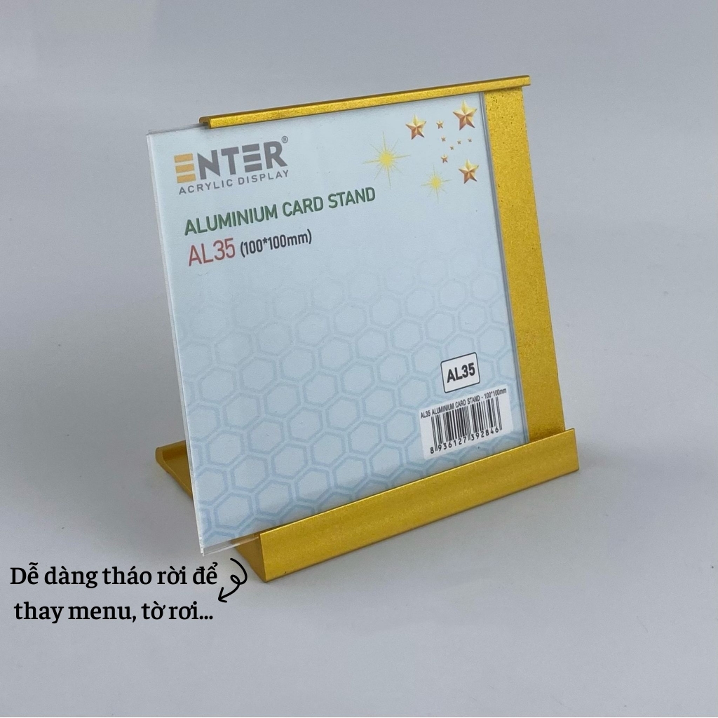 Bảng thông tin để bàn nhôm Enter AL35 100x100mm, Khung thông tin sản phẩm, Khung bảng giá, Kệ trưng bày để bàn (20)
