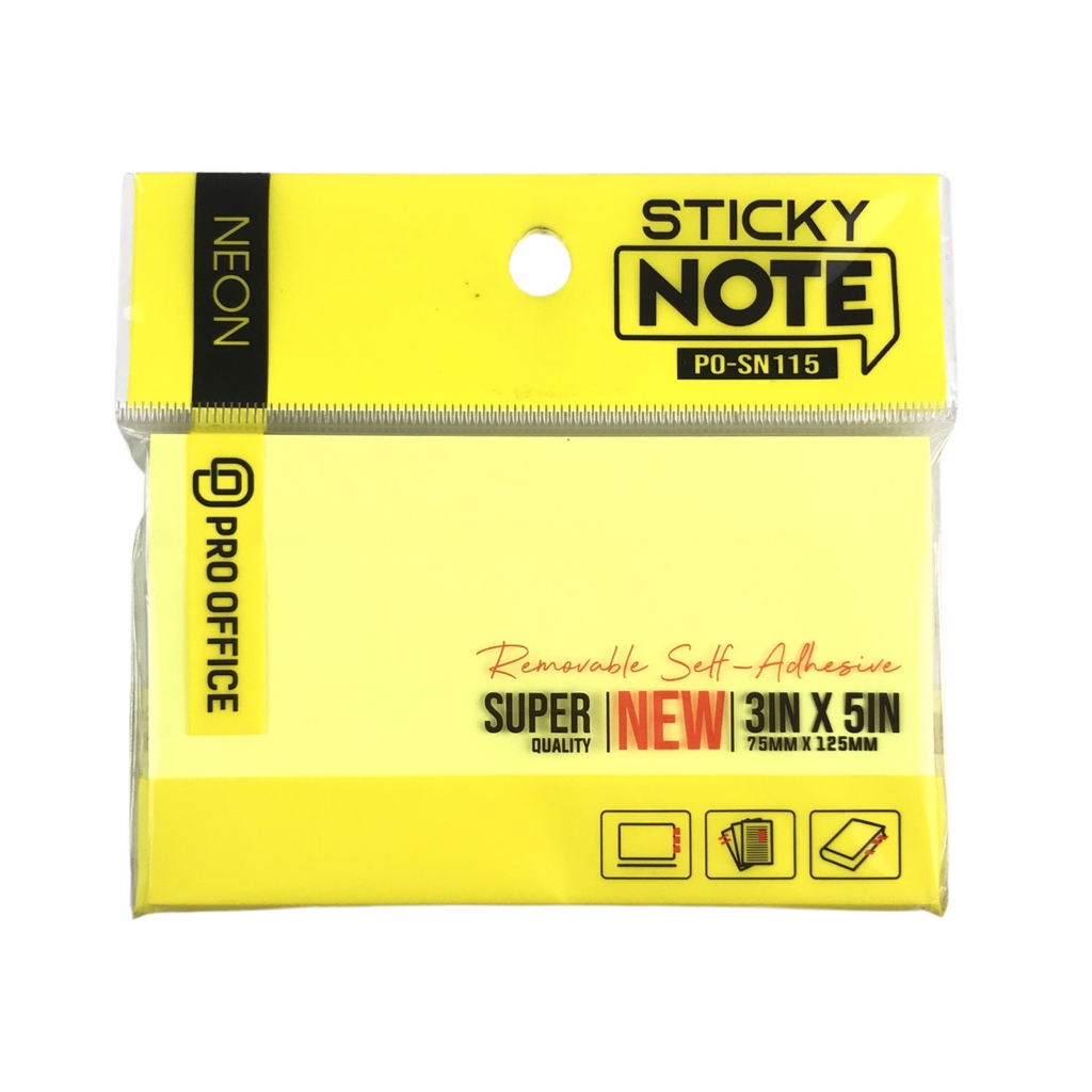 Giấy note Pro Office PO-SN112 / PO-SN113 / PO-SN114 /PO-SN115 vàng neon (12)
