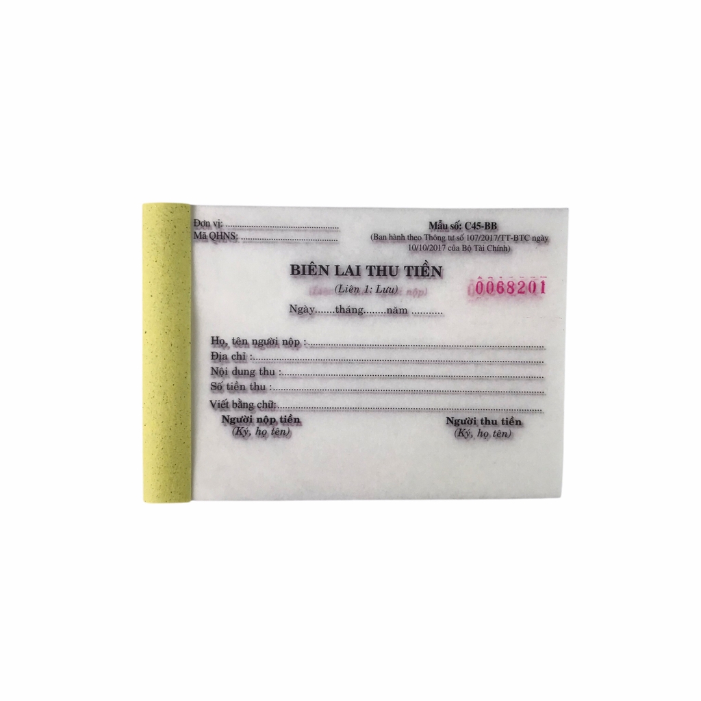 Biên lai thu tiền BTC 9x13cm 2 liên (10/200)