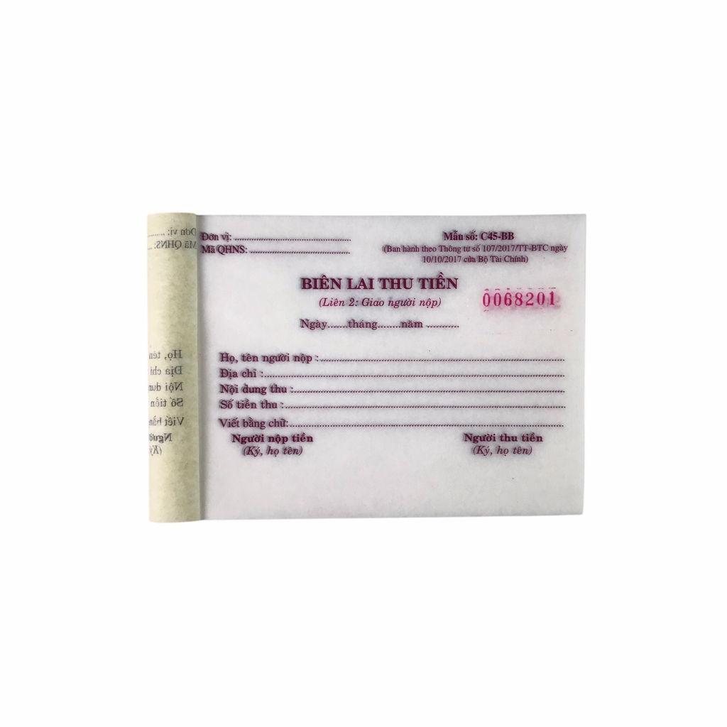 Biên lai thu tiền BTC 9x13cm 2 liên (10/200)