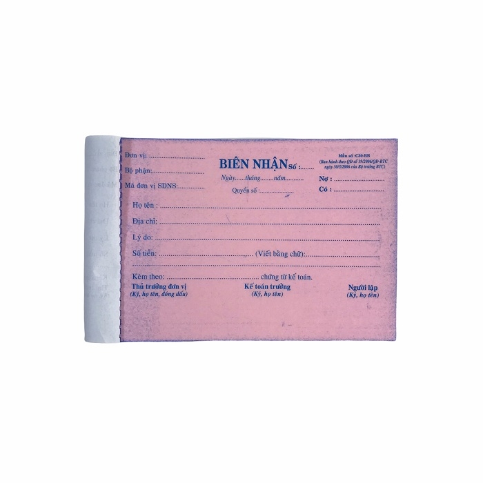 Biên nhận NY 10.5x14cm 2 liên 30 bộ (20)