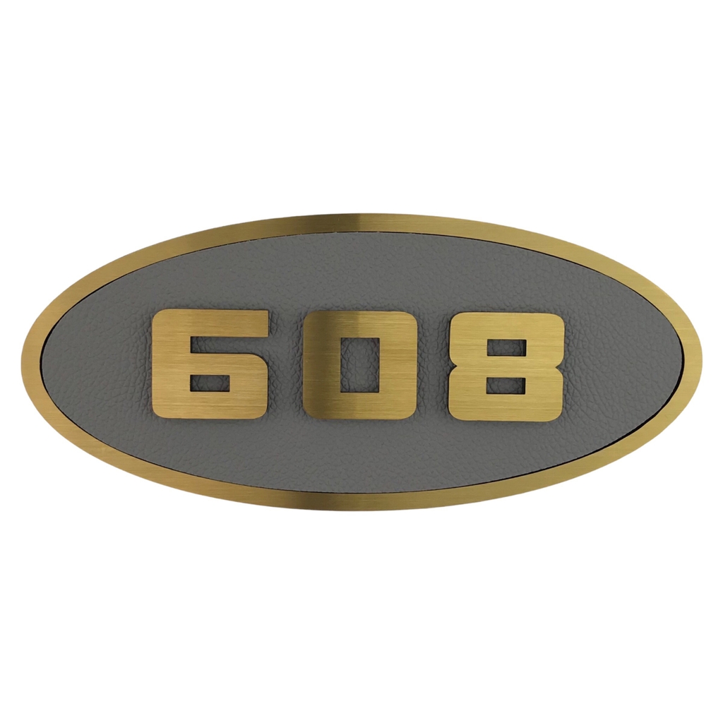 Biển số phòng da BP01 oval viền inox, Bảng số chung cư, khách sạn, toà nhà