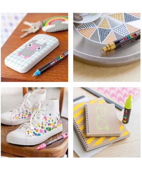 Bộ bút sơn Uni PC-3M 0.9~1.3mm, Bút acrylic Posca, Paint marker 16 màu