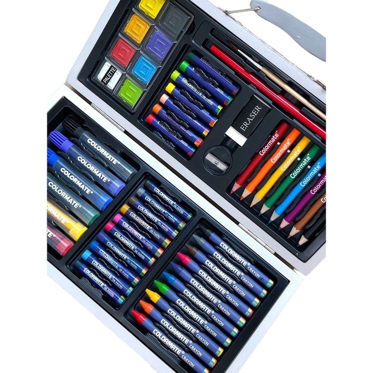Bộ màu vẽ hộp gỗ Premium Art Set Colormate MS-55WP 55 chi tiết