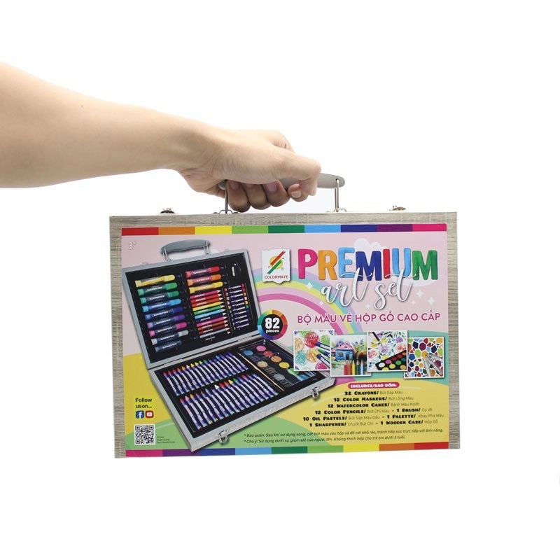 Bộ màu vẽ hộp gỗ Premium Art Set Colormate MS-82WP 82 chi tiết