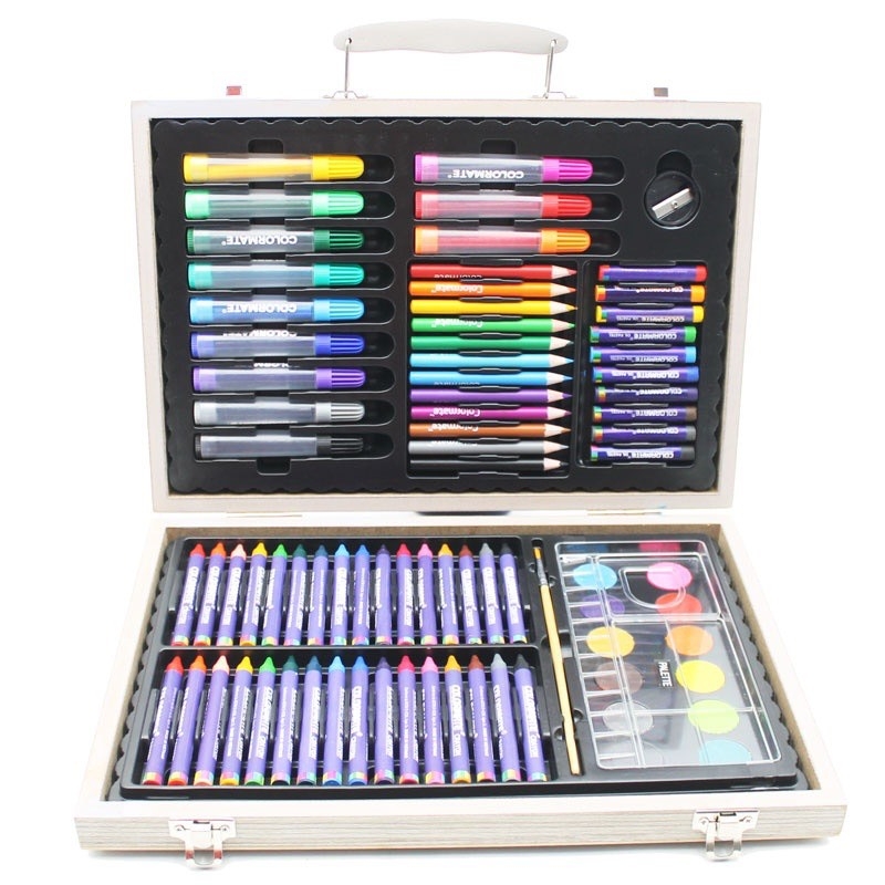 Bộ màu vẽ hộp gỗ Premium Art Set Colormate MS-82WP 82 chi tiết