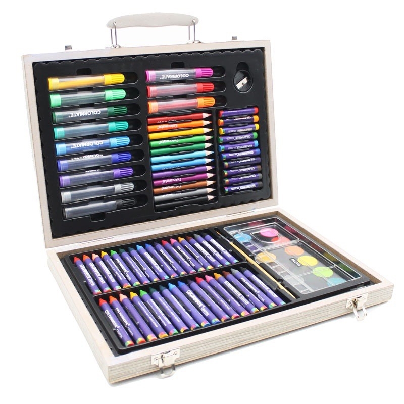Bộ màu vẽ hộp gỗ Premium Art Set Colormate MS-82WP 82 chi tiết