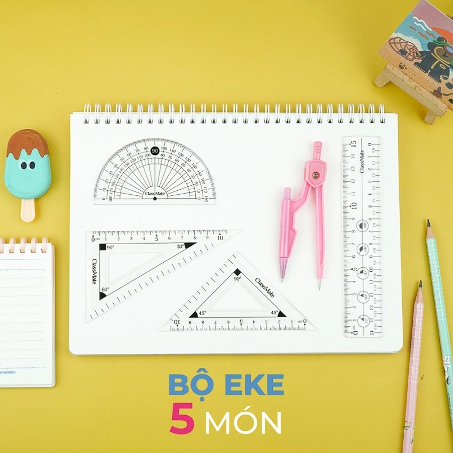 Bộ thước eke + compa chì bấm Classmate CL-RS104