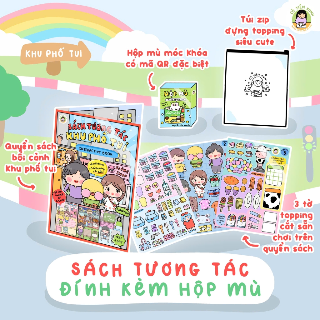 Bộ tranh Tương Tác Cô Tiên Xanh - Khu phố tui ( kèm hộp mù )