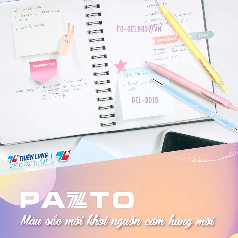 Bút bi TL Flexoffice Pazto Gel-B015 xanh dương (5)