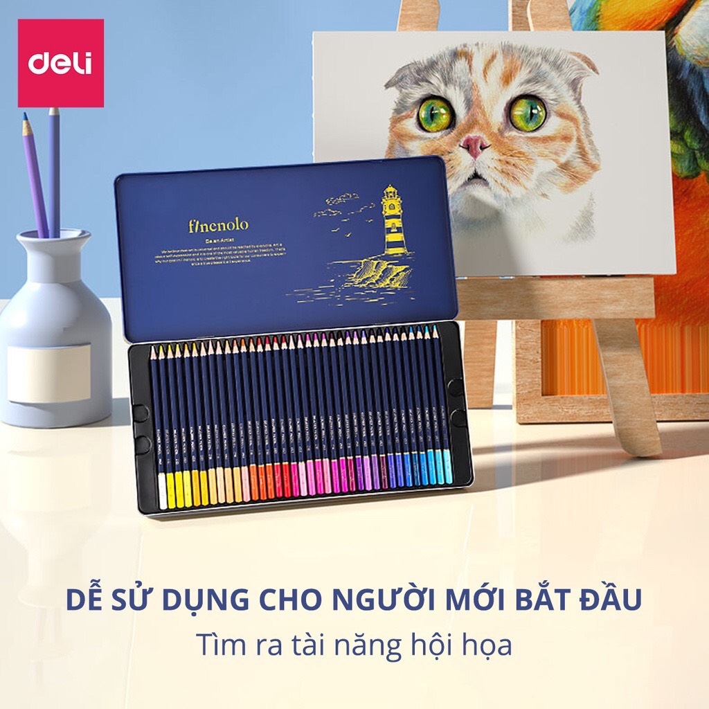 Bút chì màu Deli C122-24 / C122-36 / C122-48 / C122-72 hộp thiếc