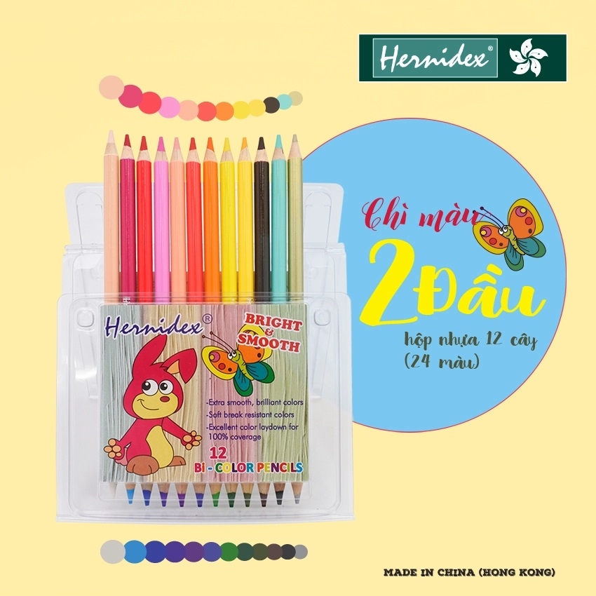 Bút chì màu Hernidex L412-24 2 đầu 24 màu (12)
