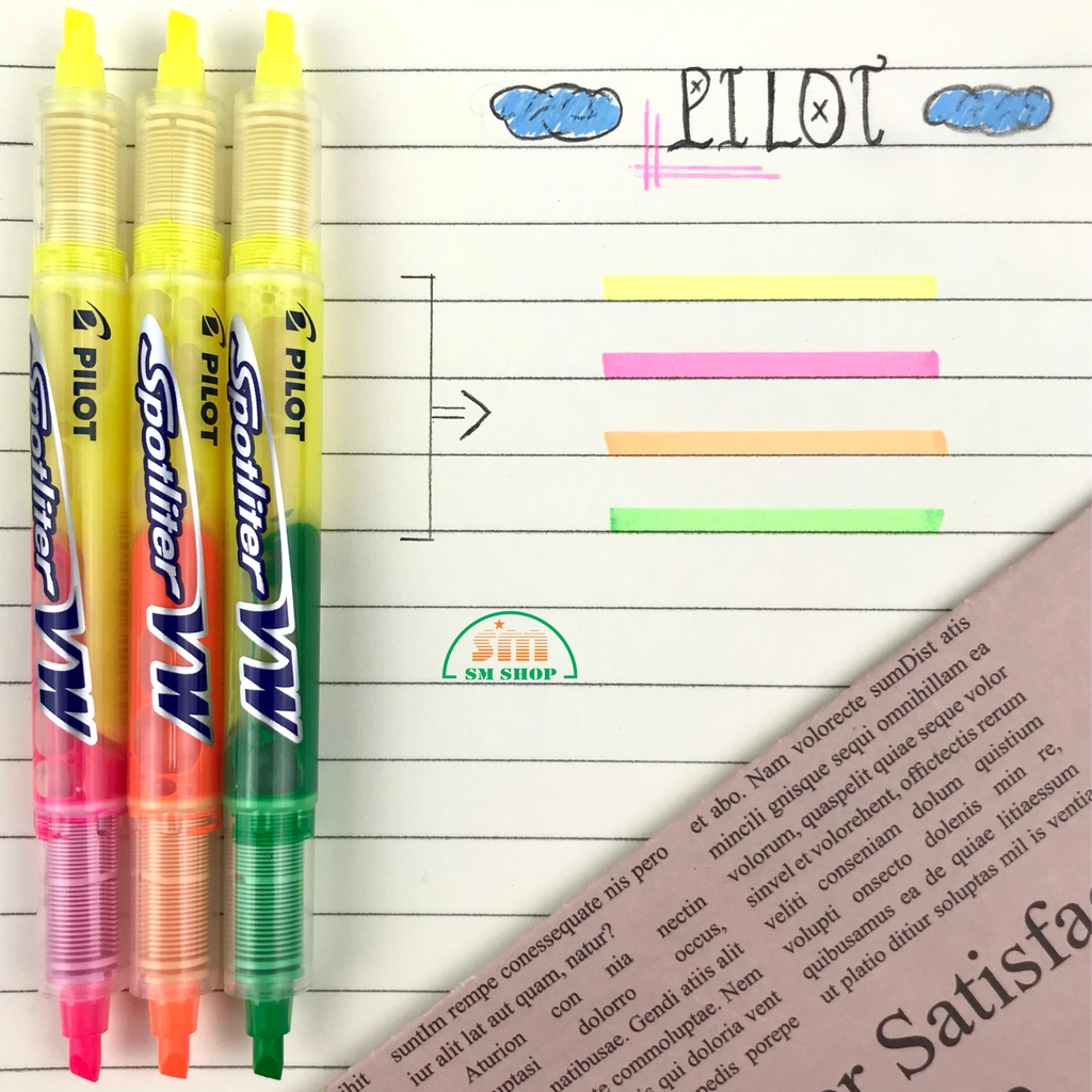 Bút dạ quang 2 đầu Pilot Spotliter VW (12)