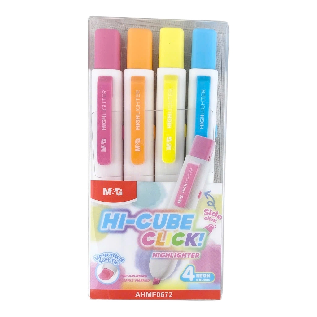 Bút dạ quang bấm MG 4 màu, bút highlight, bút nhớ dòng