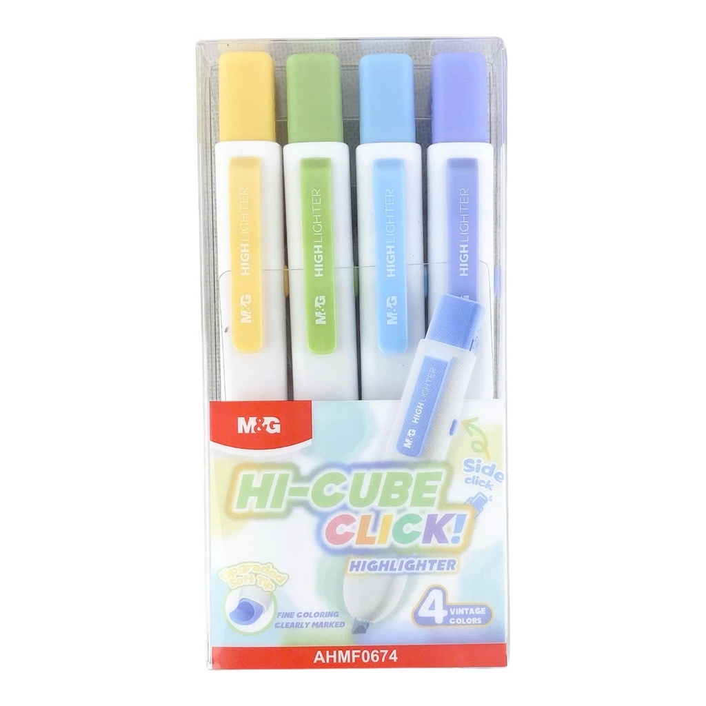 Bút dạ quang bấm MG 4 màu, bút highlight, bút nhớ dòng
