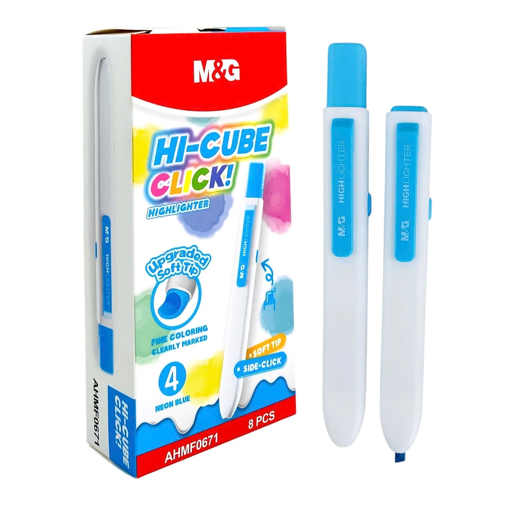 Bút dạ quang bấm MG AHMF0671, bút highlight, bút nhớ dòng (8)