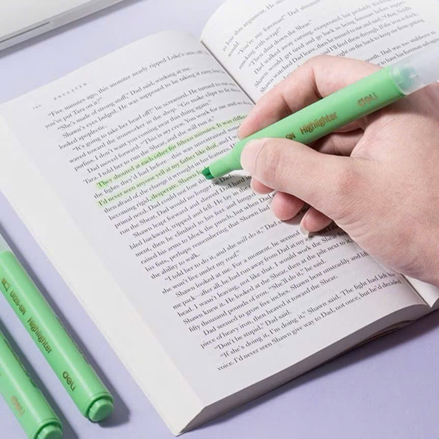 Bút dạ quang Deli U12S, Bút nhớ dòng, Bút highlight (10/100)