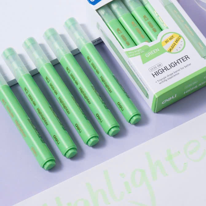 Bút dạ quang Deli U12S, Bút nhớ dòng, Bút highlight (10/100)