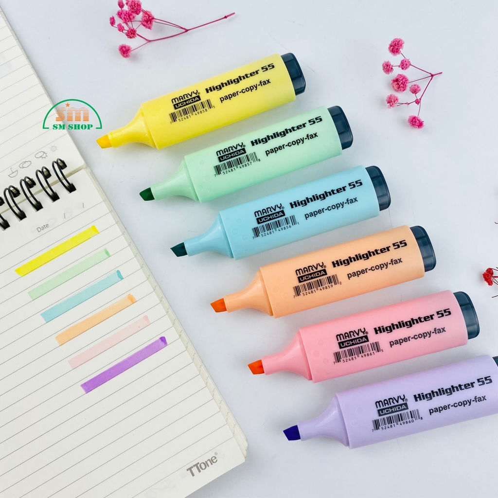 Bút dạ quang Marvy 55-P4 / 55-P5 / 55-P7 / 55-P8 / 55-P9 / 55-P10 pastel (12)