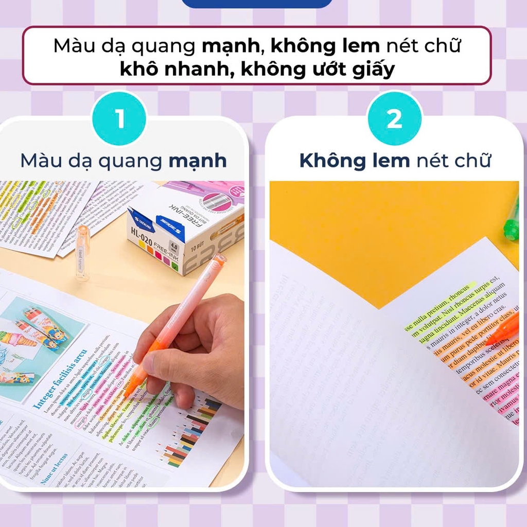 Bút dạ quang TL HL-020, Viết nhớ dòng, Bút highlight (10/720)
