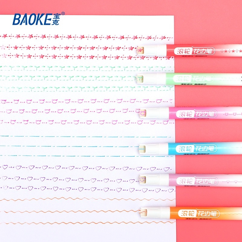 Bút đánh dấu đầu lăn hoạ tiết Baoke MP 4911 6 màu