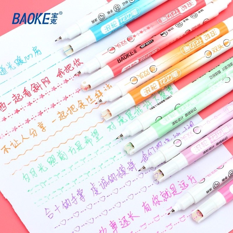 Bút đánh dấu đầu lăn hoạ tiết Baoke MP 4911 6 màu