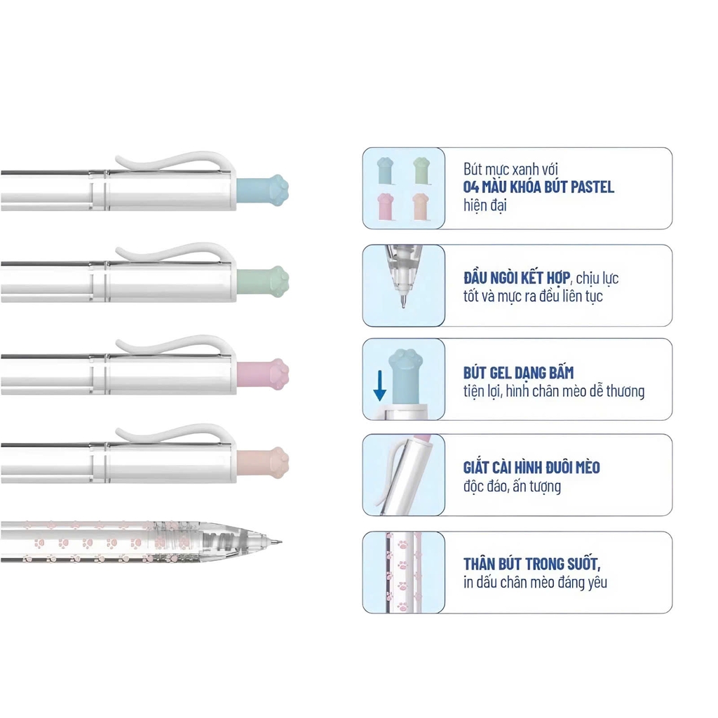 Bút gel Bitex G17 xanh dương 0.5mm, bút mực nước, viết bi nước (36)