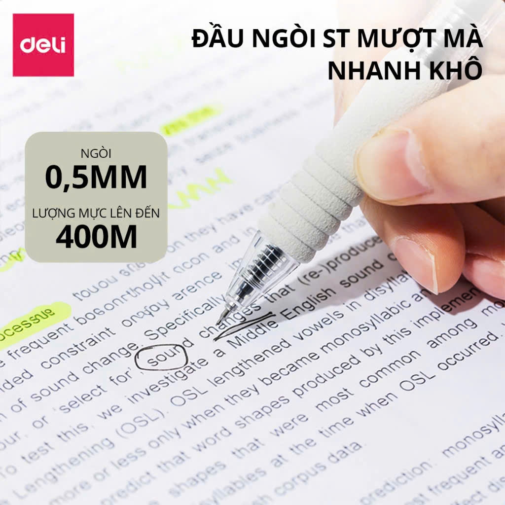 Bút gel Deli G104, Bút bi nước, Viết mực nước, Bút mực gel (12/144)