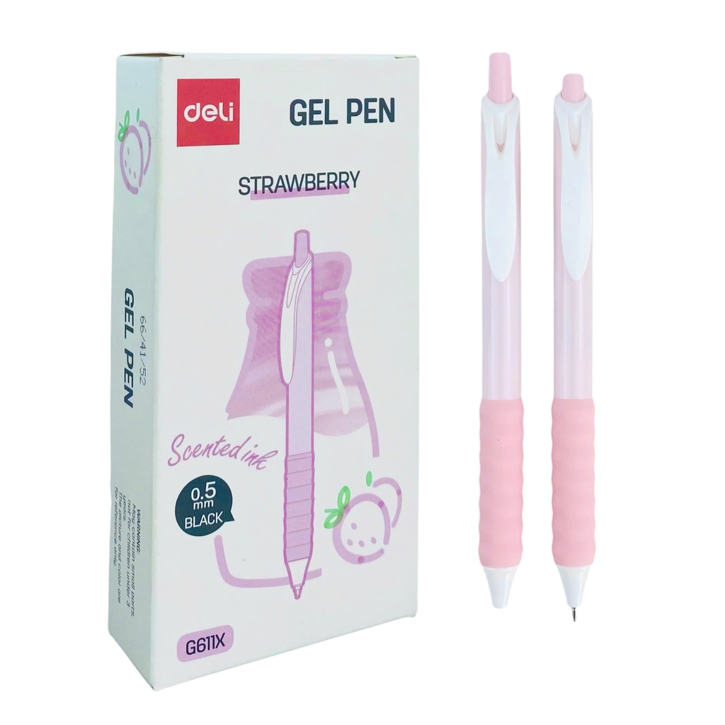 Bút gel mùi thơm Deli G611 đen, Bút nước, Gel pen, Bút mực gel (12/144)