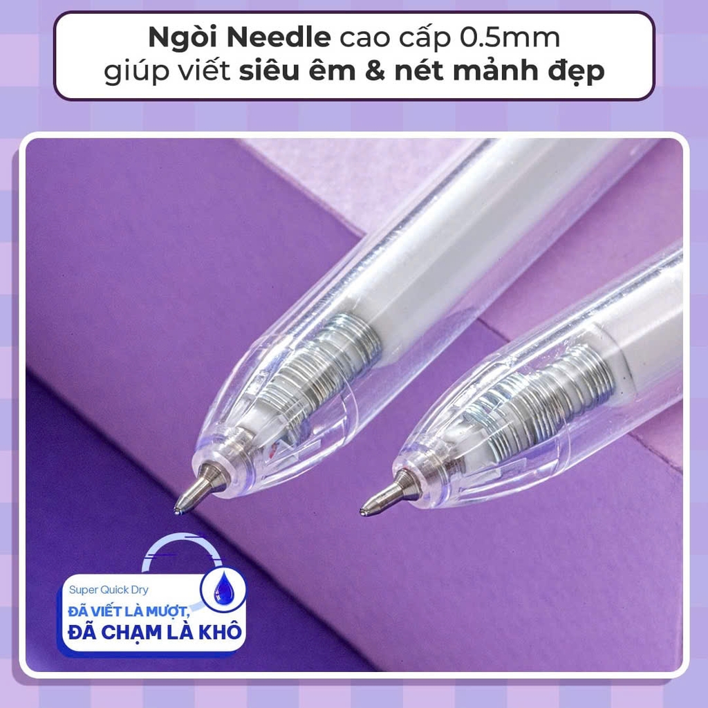 Bút gel TL GeL-071/ Plus tím (10), Bút bi nước, Viết mực nước, Văn phòng phẩm