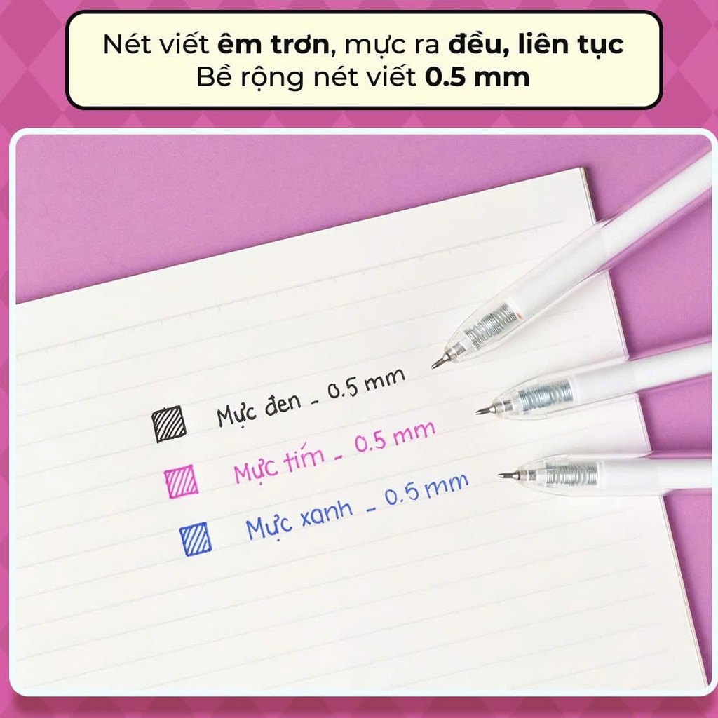 Bút gel TL GeL-071/ Plus tím (10), Bút bi nước, Viết mực nước, Văn phòng phẩm