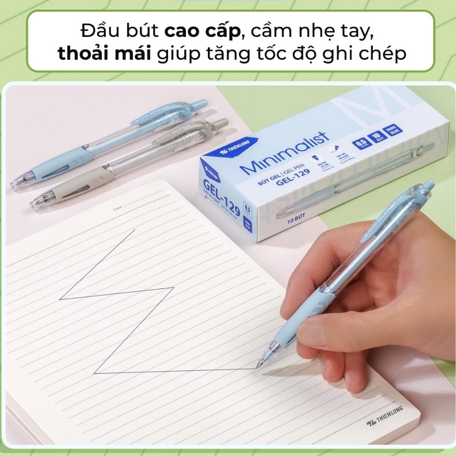Bút gel TL GeL-129 xanh dương (10)
