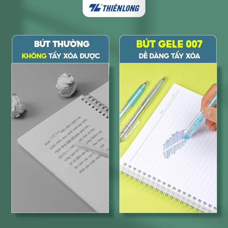 Bút gel xóa được TL Gel E-007 xanh dương (10)