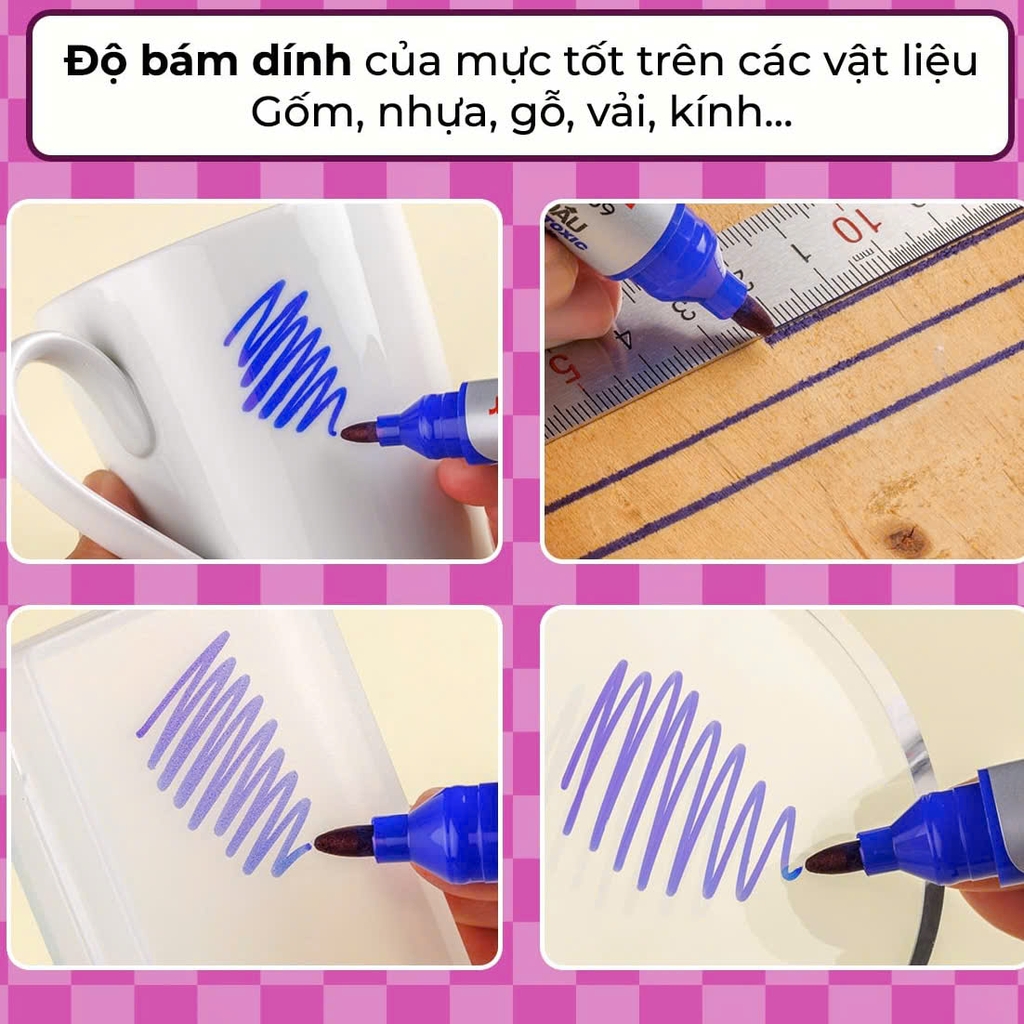 Bút lông dầu PM-024 xanh dương, Viết lông dầu, Bút CD, Bút ghi nylon (10)