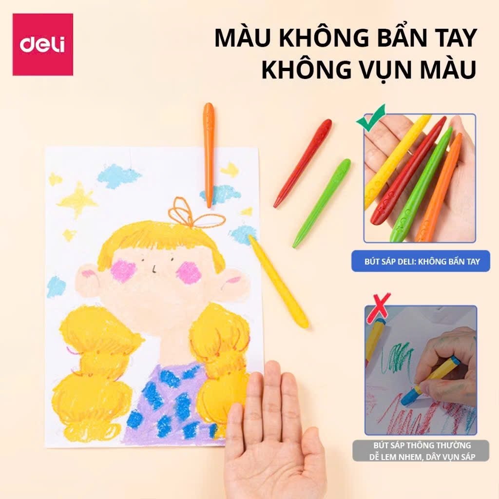 Bút sáp màu Deli C229-12 12 màu (20)