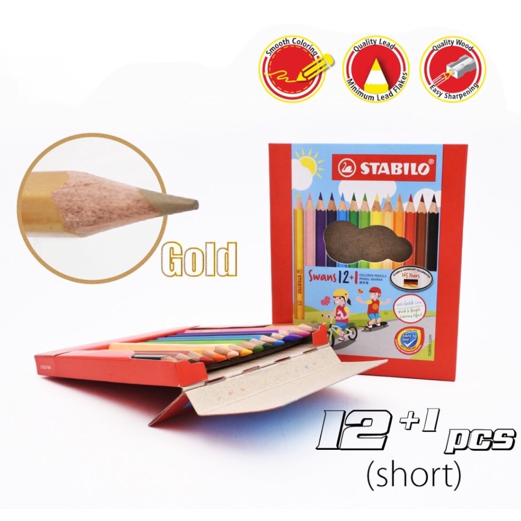 Bút chì màu Stabilo Jumbo CLJ1873S ngắn 12 màu + chuốt