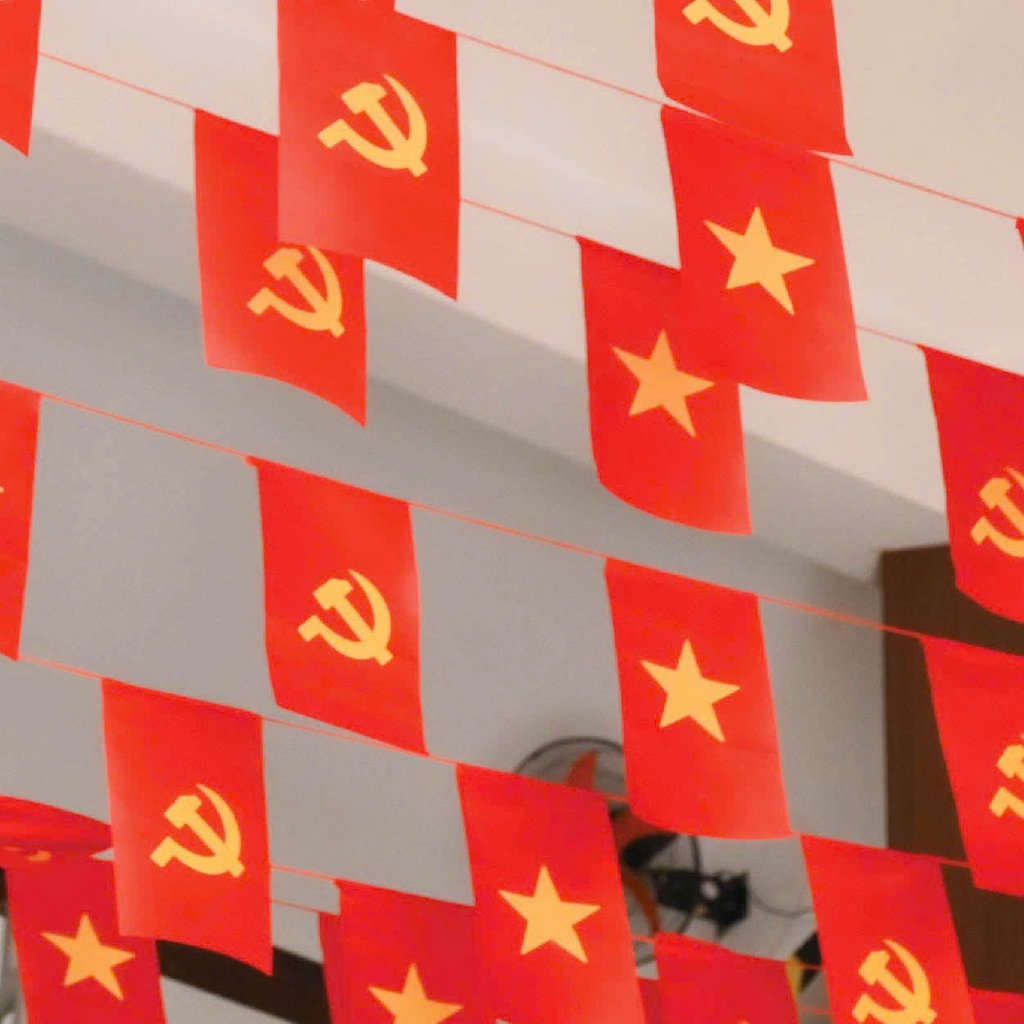 Cờ dây Tổ Quốc - Đảng vải phi 24 lá 10m