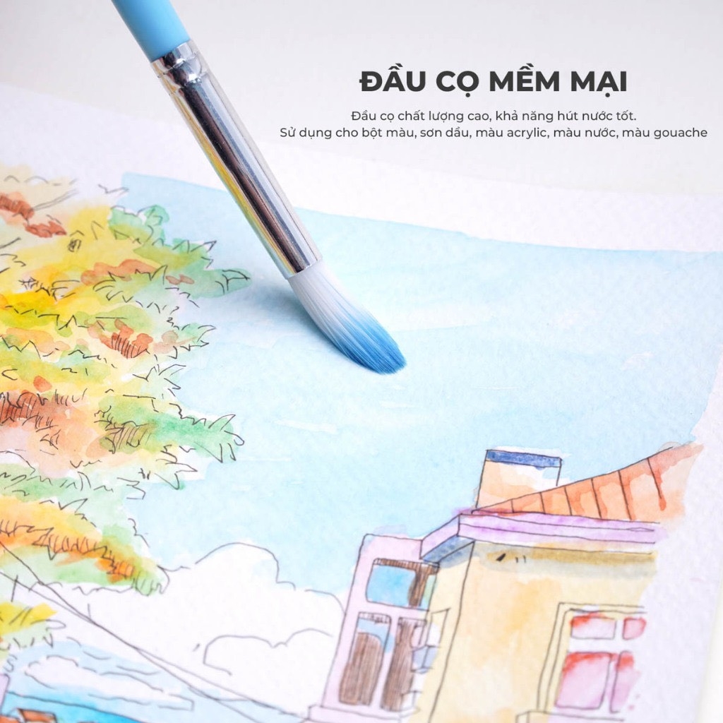 Cọ vẽ bộ Artmate AM-PBS001 4 cây đầu tròn thân nhựa (24)