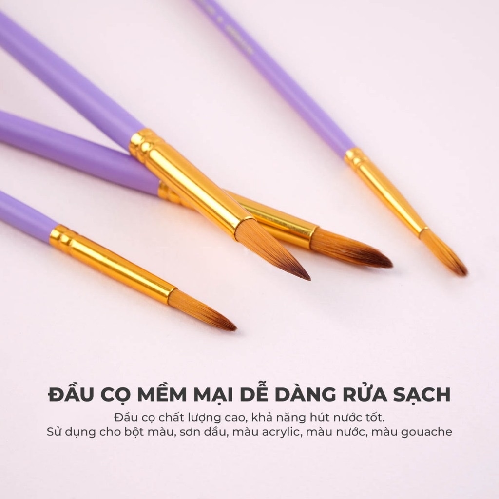 Cọ vẽ bộ Artmate AM-PBS003 4 cây đầu tròn thân gỗ (24)