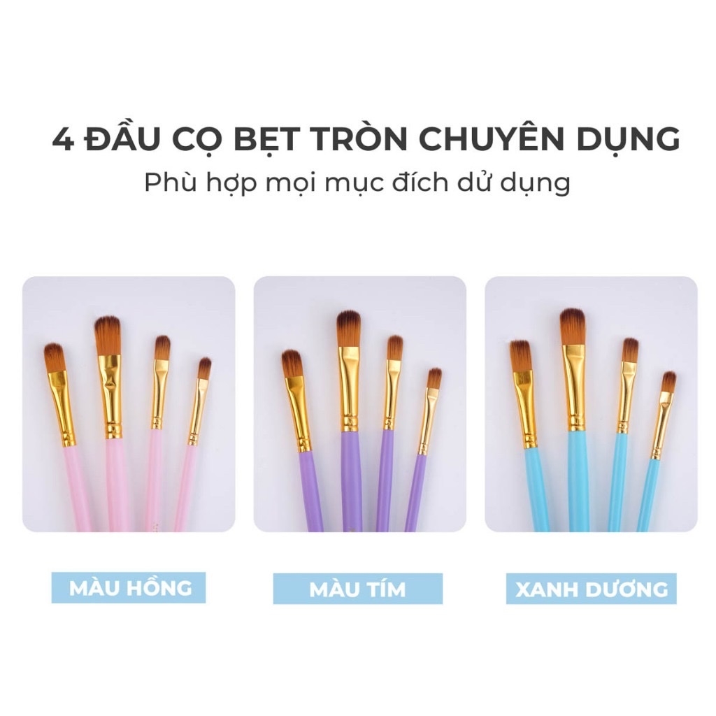 Cọ vẽ bộ Artmate AM-PBS004 4 cây đầu dẹp thân gỗ (24)