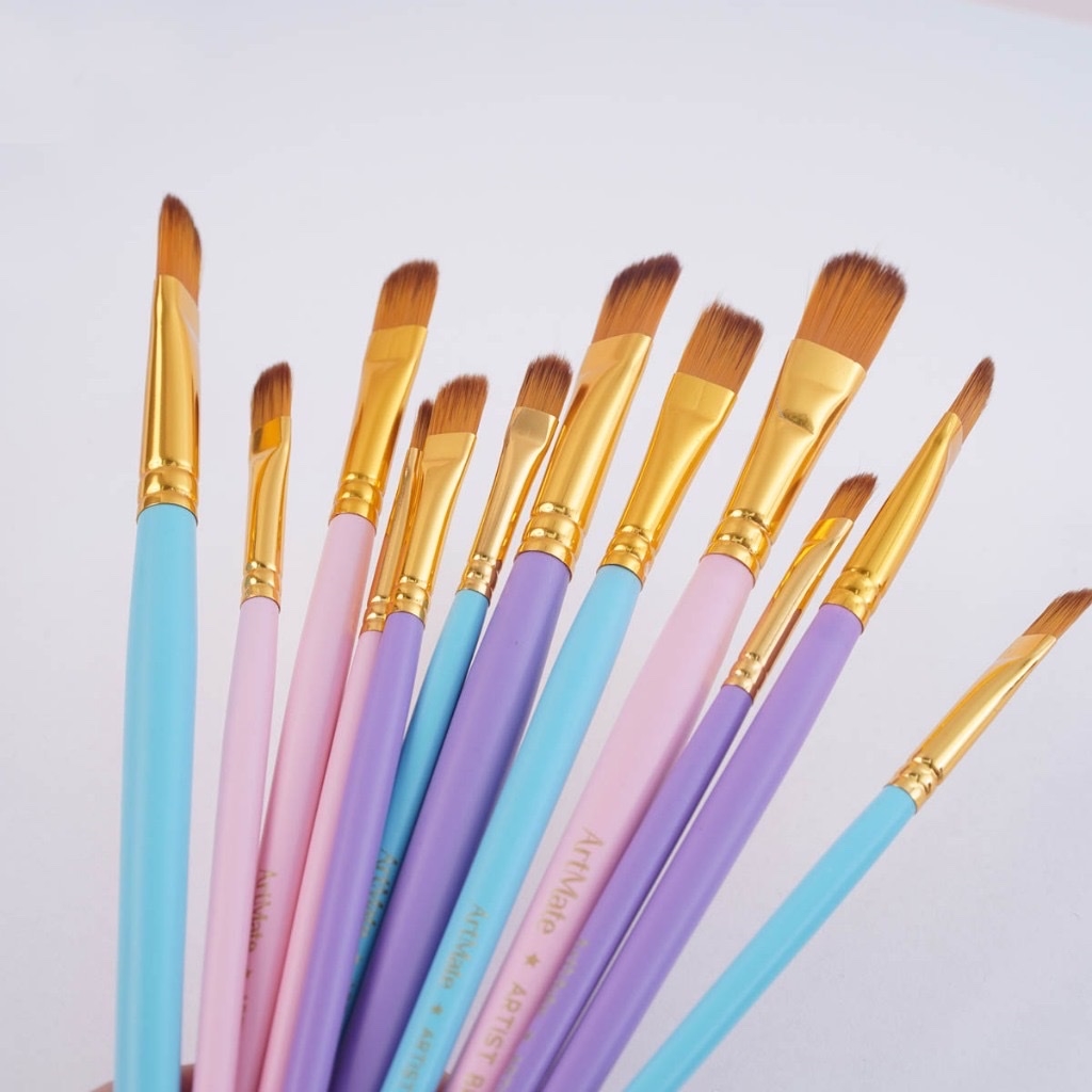 Cọ vẽ bộ Artmate AM-PBS004 4 cây đầu dẹp thân gỗ (24)