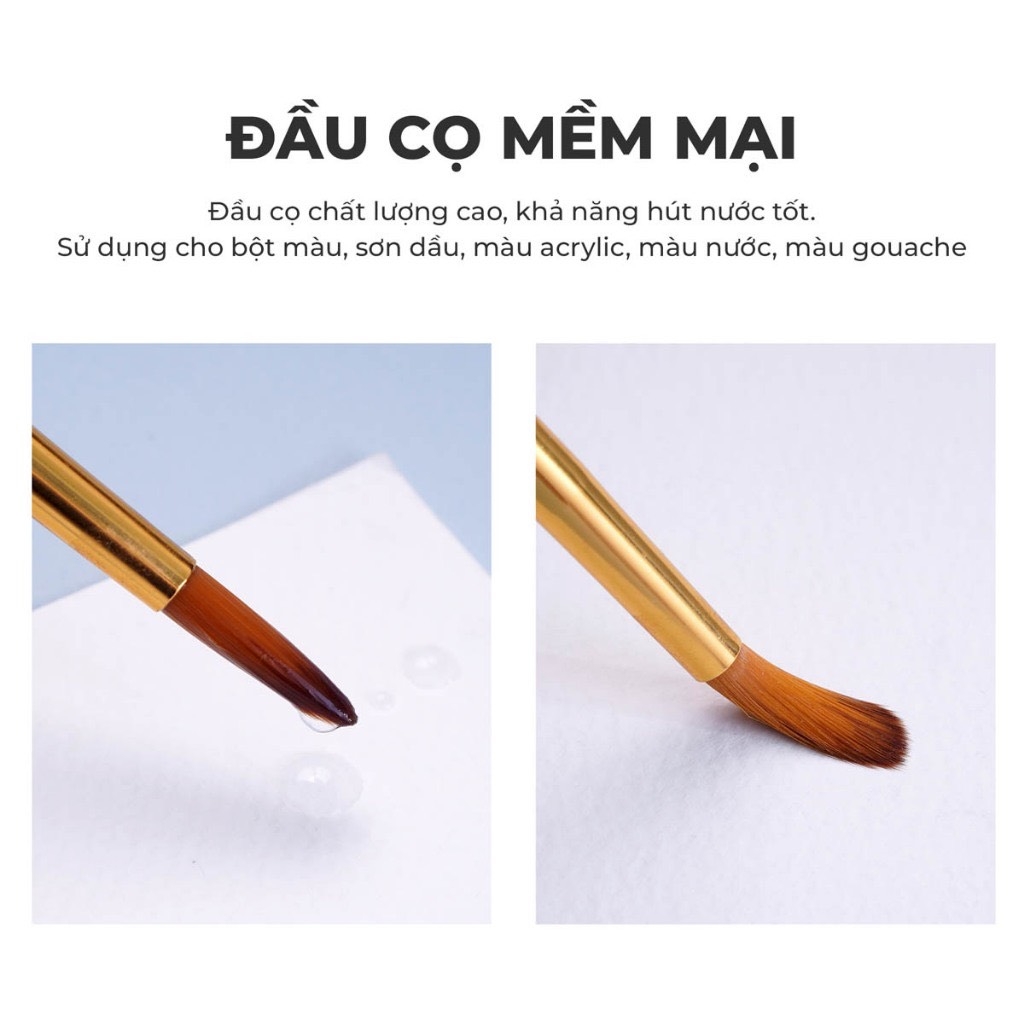 Cọ vẽ bộ Artmate AM-PBS005 10 cây đầu dẹp thân gỗ (24)