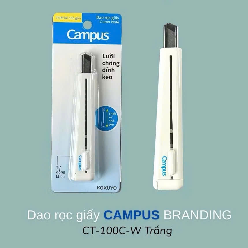 Dao rọc giấy Campus CT-1000C-W trắng 9mm, dao cắt giấy, dao bẻ lưỡi, văn phòng phẩm (24)