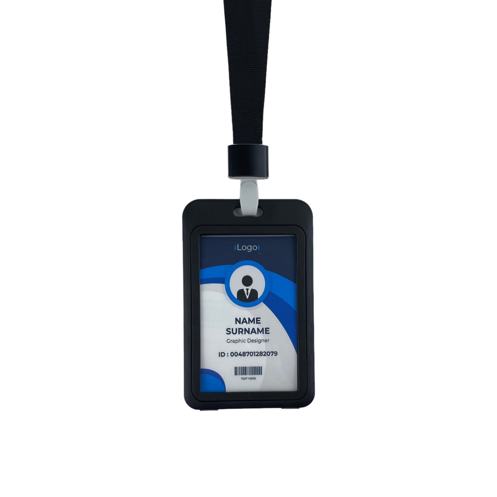 Dây đeo thẻ lụa 1.5cm đầu móc nhựa xám đục [50] (100)