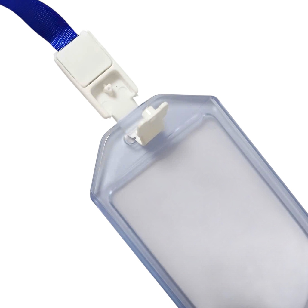 Dây đeo thẻ lụa 1cm đầu móc nhựa trắng xanh dương [50] (100)