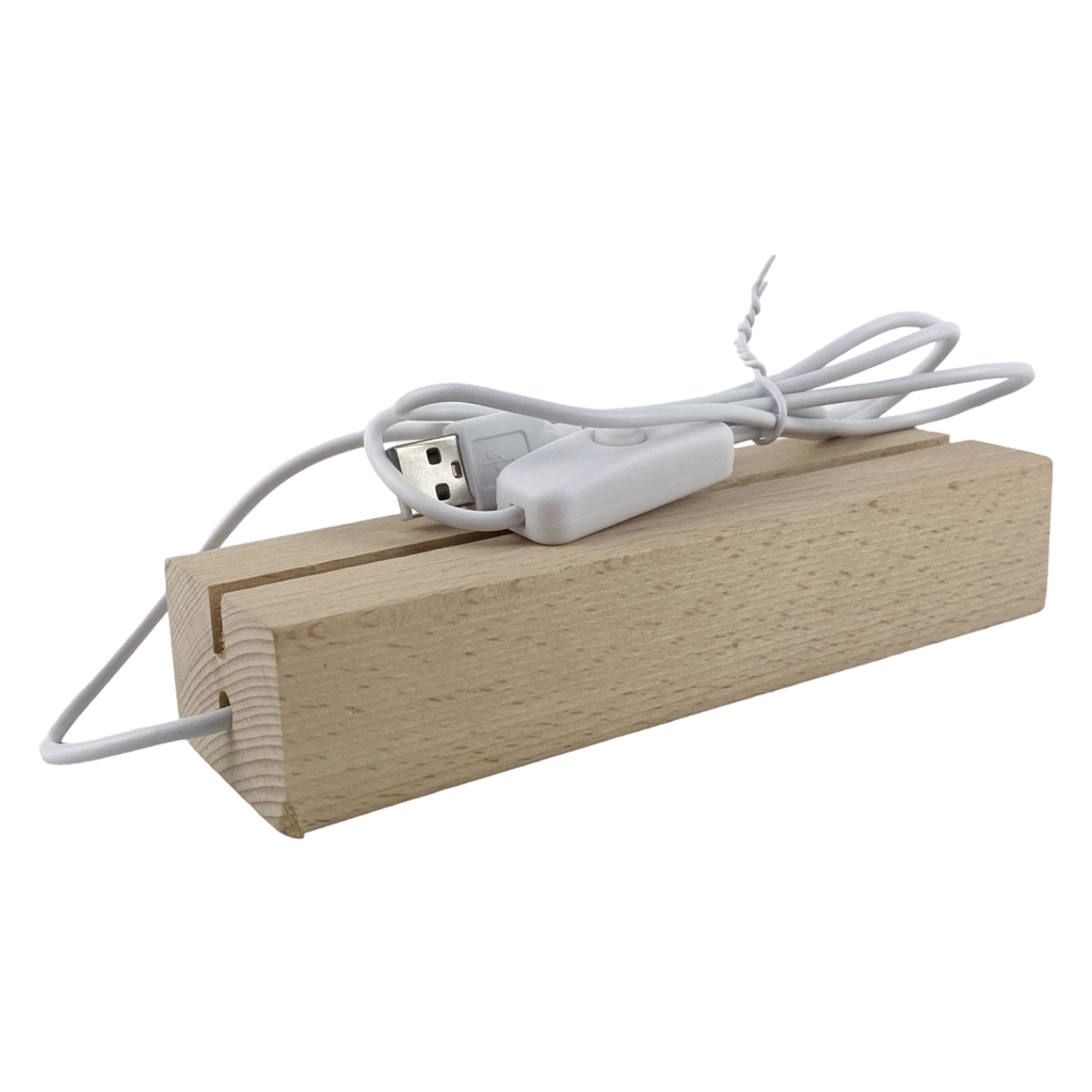 Đế gỗ có đèn led DG202 145x45x30mm 1 màu vàng