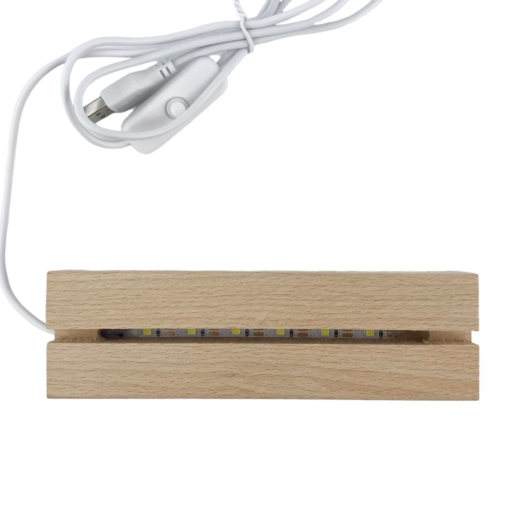 Đế gỗ có đèn led DG202 145x45x30mm 1 màu vàng