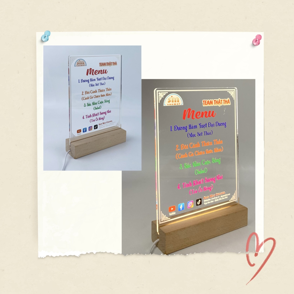 Đế gỗ có đèn led DG202 145x45x30mm 1 màu vàng