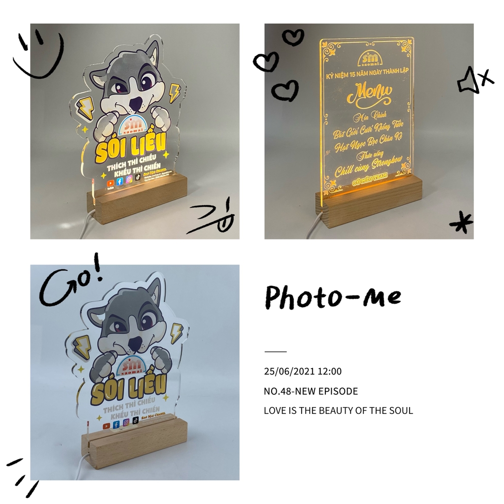 Đế gỗ có đèn led DG203 145x45x30mm 3 màu