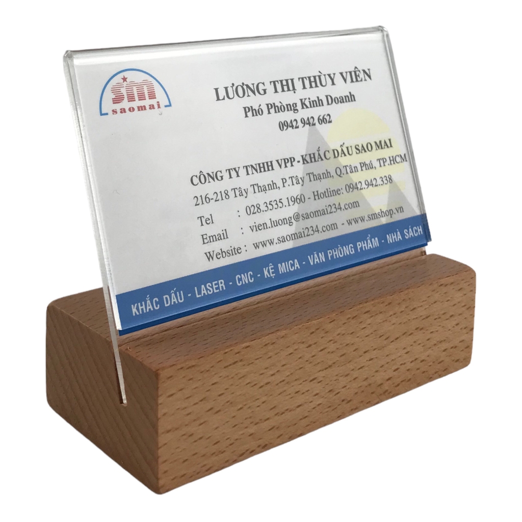 Đế gỗ Enter FG-12 90x40x25mm, Đế gỗ giữ Namecard, Giá đỡ kẹp ảnh mini, Kệ cài bàn đặt tiệc, Chân menu gỗ (20)